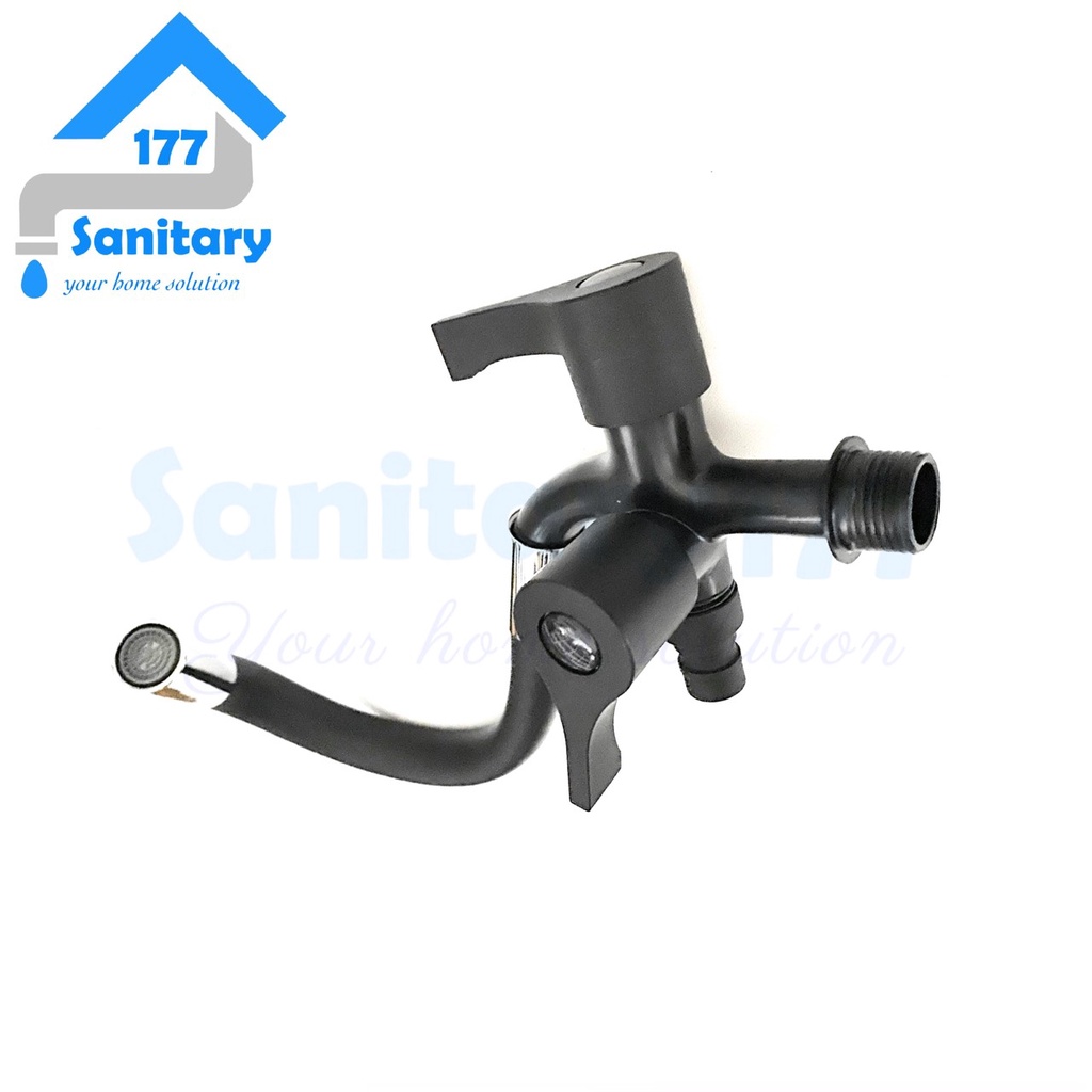 Kran Bebek Cabang HITAM Fleksibel BC51B-Keran air sink dapur stainless bak cuci piring flexible black dobel double minimalis flexible