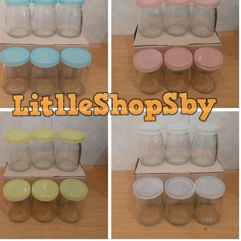 Promo - Toples kecil Gejas Jar Tempat Puding Bahan Kaca Tutup Plastik 100ml