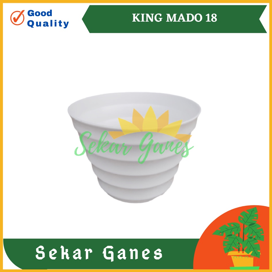 POT KING MADO 18 PUTIH DA 14.5 CM BY GARDEN OF LOVE POT PLASTIK MURAH LUCU mirip POT TAWON 15 18