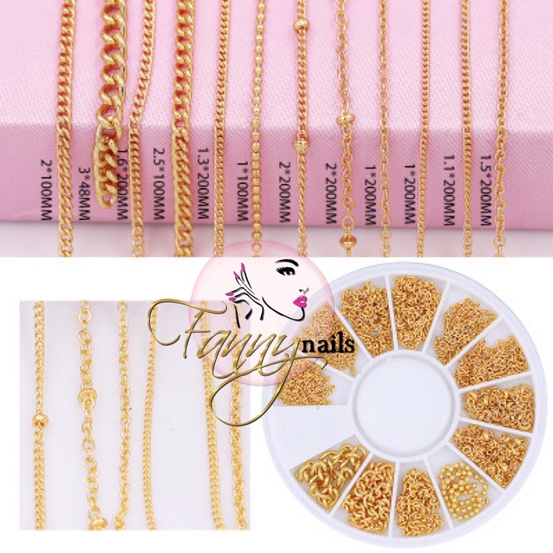 nail chain chains nail rantai gold metal nailart nail charm swarovski acc nail