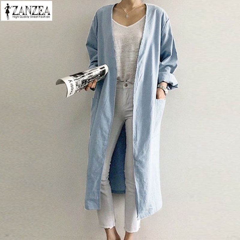 ZANZEA Women's Causal Plus Size Spring Long Sleeve Cardigan