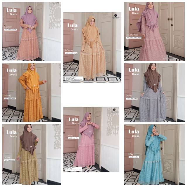 URFIMUTIYARO LULA DRESS GAMIS BUSUI PESTA RESMI BROKAT FURING KATUN