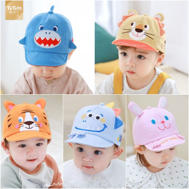 Topi Baseball Jungle 3D baby caps bordir karakter Animal lucu import