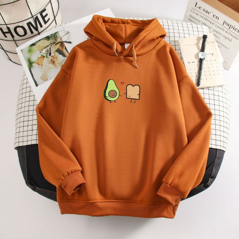 (S - 6XL) Hoodie Cute AVOCADO VEGAN BREAD Kawaii Jaket Cartoon Jumper JUMBO BIGSIZE OVERSIZE Unisex Korean Style Harajuku