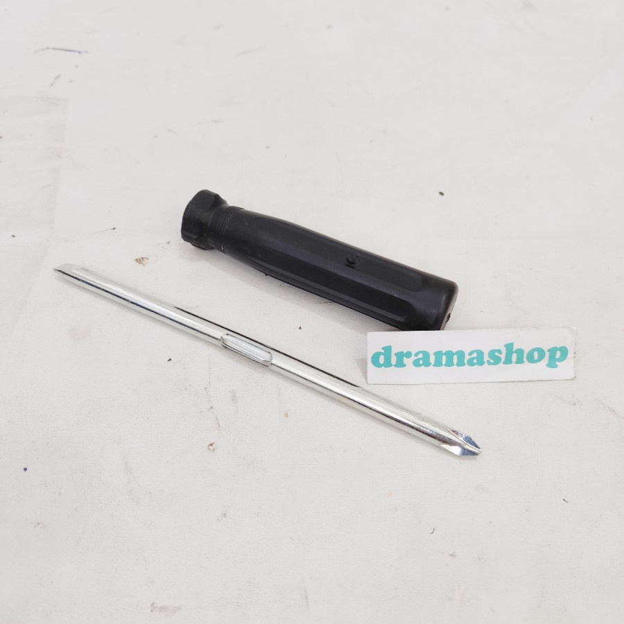 Obeng Bolak Balik Min Plus (-) (+) Gagang Plastik Hitam