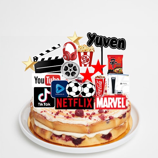 Music Bola Nonton Hobi Cowok Topper Cake Birthday / Hiasan Kue Ulang Tahun