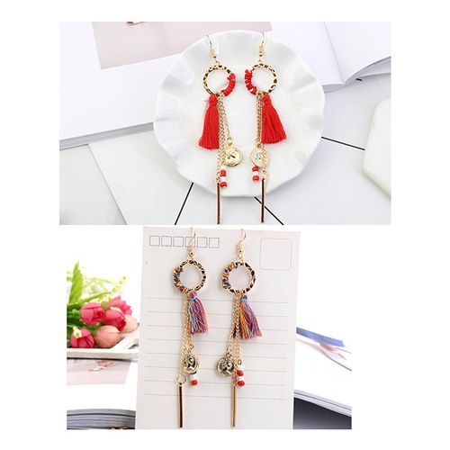 LRC Anting Gantung Fashion Round Shape Decorated Earrings