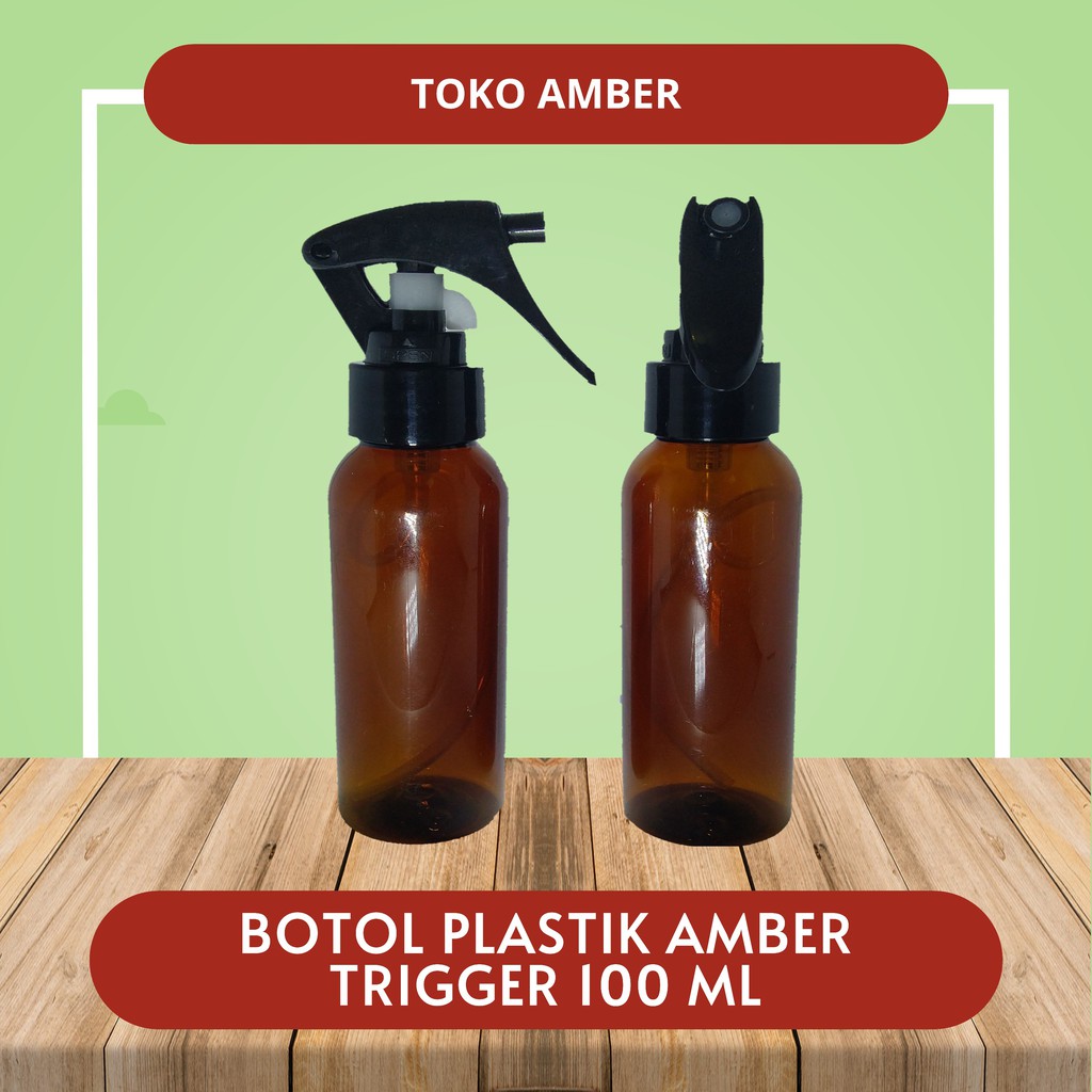 (100 ml) Botol Plastik Amber Semprot / Trigger Amber PET Bottle