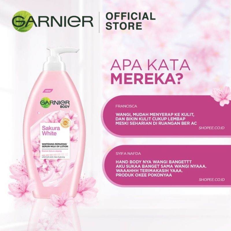 Garnier Sakura White Pinkish Radiance Serum Milk UV Body Lotion Skin Care - 400ml / 400 ml