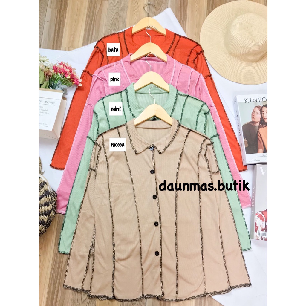 1KG MUAT 5PCS | AKO BASIC SHIRT TOP BOBAL KEMEJA KANCING RIB HITS KOREAN STYLE OOTD SELEBGRAM FASHION GROSIR WANITA