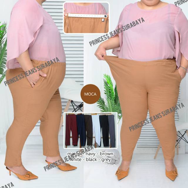 Celana Wanita SUPER JUMBO &gt;100 kg Katun - MOCCA / Celana wanita jumbo / celana hamil jumbo