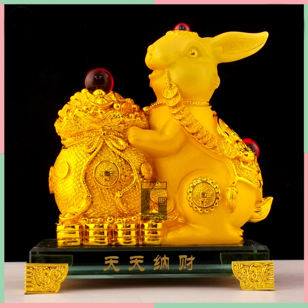 Patung Pajangan Hiasan Dekorasi Fengshui Kado Hadiah Imlek Sincia Shio Sio Sheshio Hewan 12 Animal Zodiak Bintang Binatang Hewan Kelinci Rabbit Rejeki Keberuntungan Feng Shui Gold Emas Kuningan Doff Tahun Baru Cina Sio Kelinci 2023 Ukuran Besar Kecil Mini