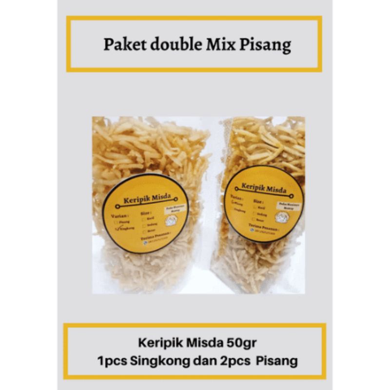 

Paket Double Mix Pisang 50 grSnack Pedas Manis, Cemilan Keluarga, jajanan bersama, Cemilan Murah Meriah, Keripik Misda Pedas Manis