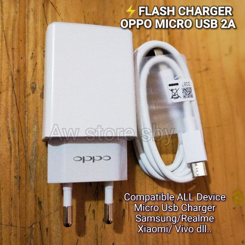 CHARGER OPPO MICRO USB 2A FLASH CHARGE OPPO A71 A15 A83 A37 A39 NEO 7 F1 F1S A3S A5S F7 F9