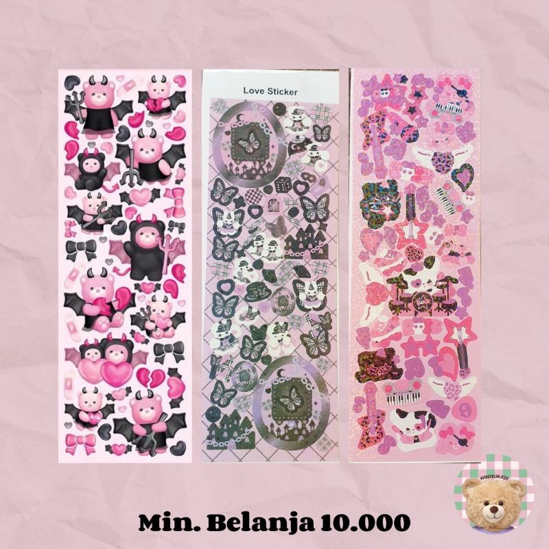 

(winteur) EVIL BEAR / Y2K PURPLE / ROCKSTAR Deco stickers for journaling kpop idol aesthetic y2k tumblr atk sticker