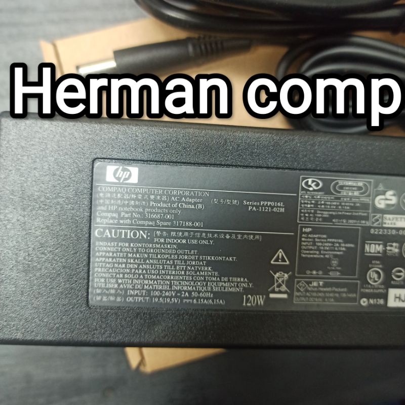 Original Adaptor/Charger Laptop/Notebook HP 19.5V 6.15A Dc 7.4x5.0mm 120Watt