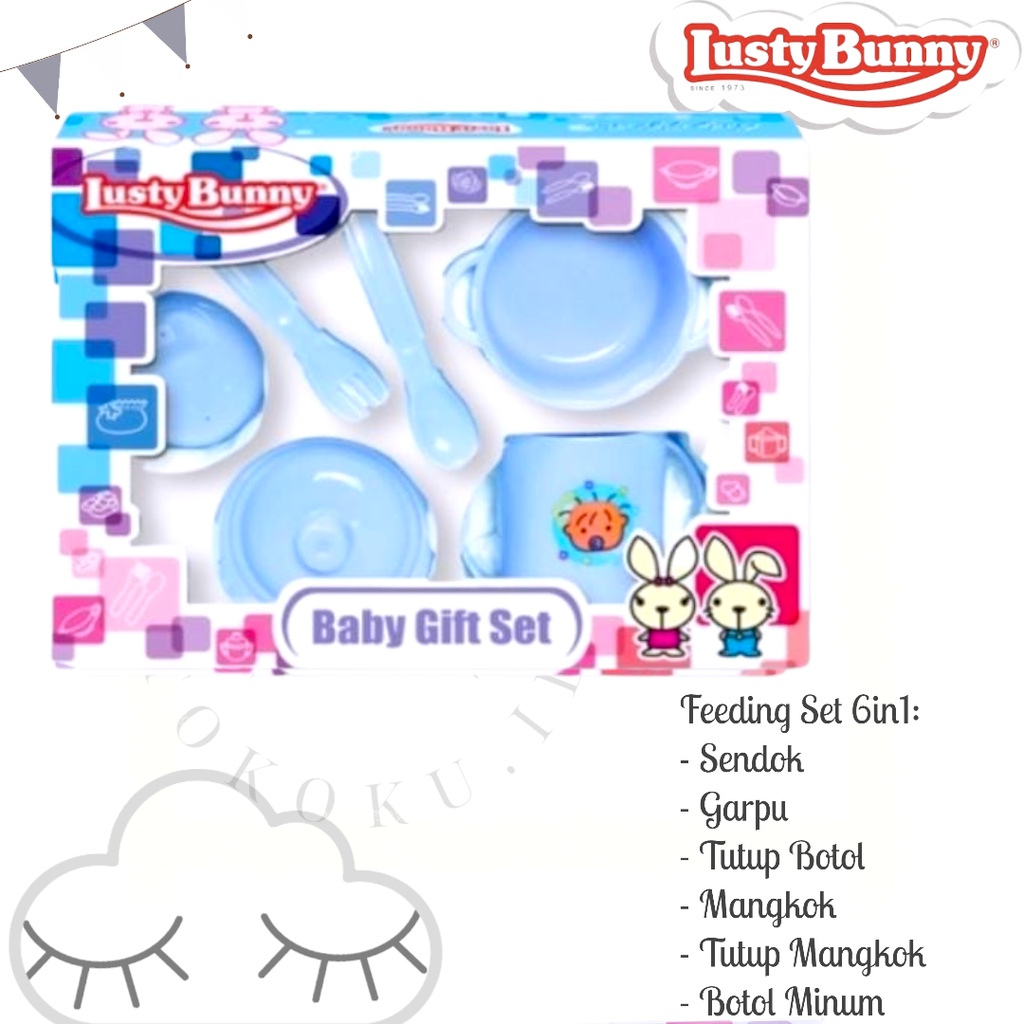 Feeding Gift Set 6in1 Alat Makan Bayi isi 6pcs Tempat Makan Bayi Lusty Bunny Peralatan Makan Anak Bayi