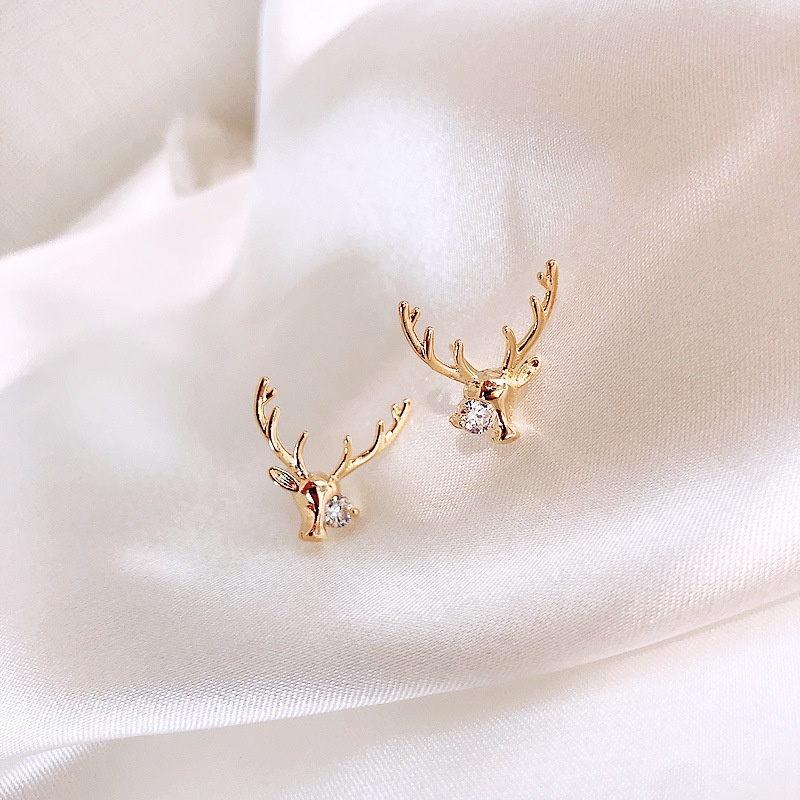 2022 Anting Tusuk Sterling Silver 925 Desain Rusa / Hati Hias Berlian Gaya Korea Untuk Wanita