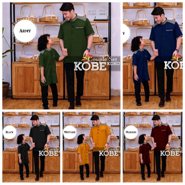 CPPK CP KOBE COUPLE KOKO AYAH ANAK BAJU KOKO SEPASANG COUPLE BAJU MUSLIM ANAK AYAH COUPLE KOKO JUMBO