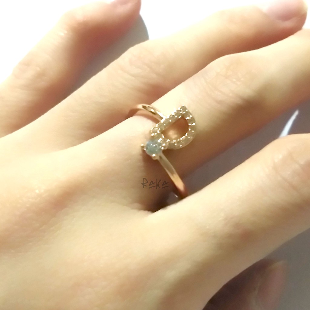 Raka Acc - Cincin Huruf / Abjad / Inisial Berlian Ring Xuping Gold / Emas Perhiasan Wanita