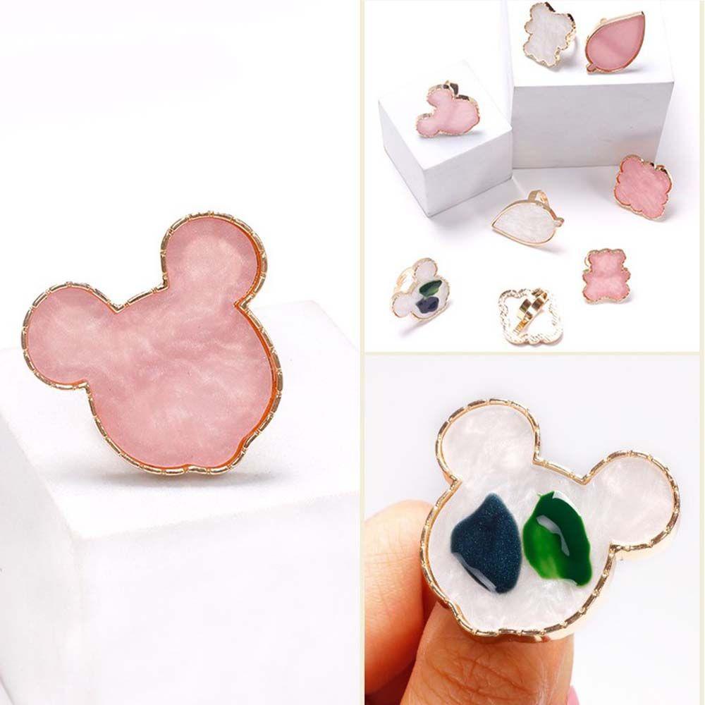 Mxbeauty Ring Nail Palette DIY Resin Nail Display Stand Awan Beruang Bentuk Mickey Gel Polish Plate