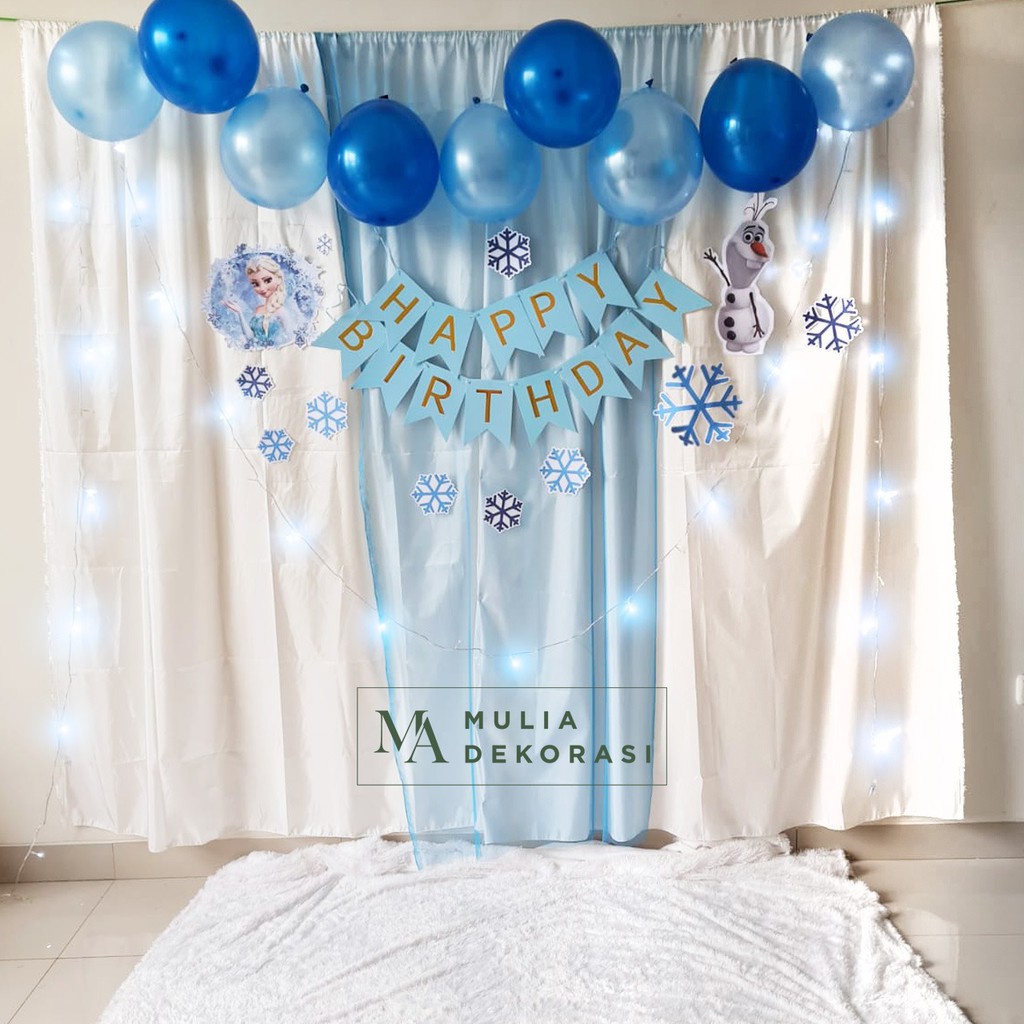 Backdrop Dekorasi Ulang Tahun Happy Birthday 1 set paket Tirai Pesta Anak Paket Frozen