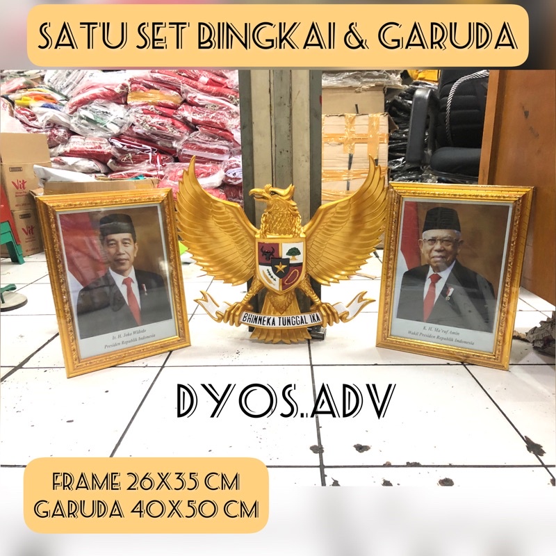 Satu Set bingkai foto presiden wakil dan garuda pancasila (frame &amp; garuda pancasila)