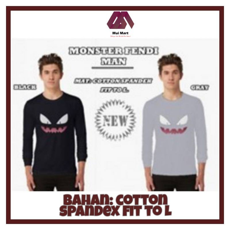 Kaos Lengan Panjang Pria Dewasa/Kaos Monster Fendi Man