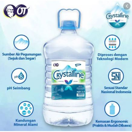 Crystalline Mineral Water Galon 6 Liter - Crystaline Galon Kecil - Galon Sekali Pakai