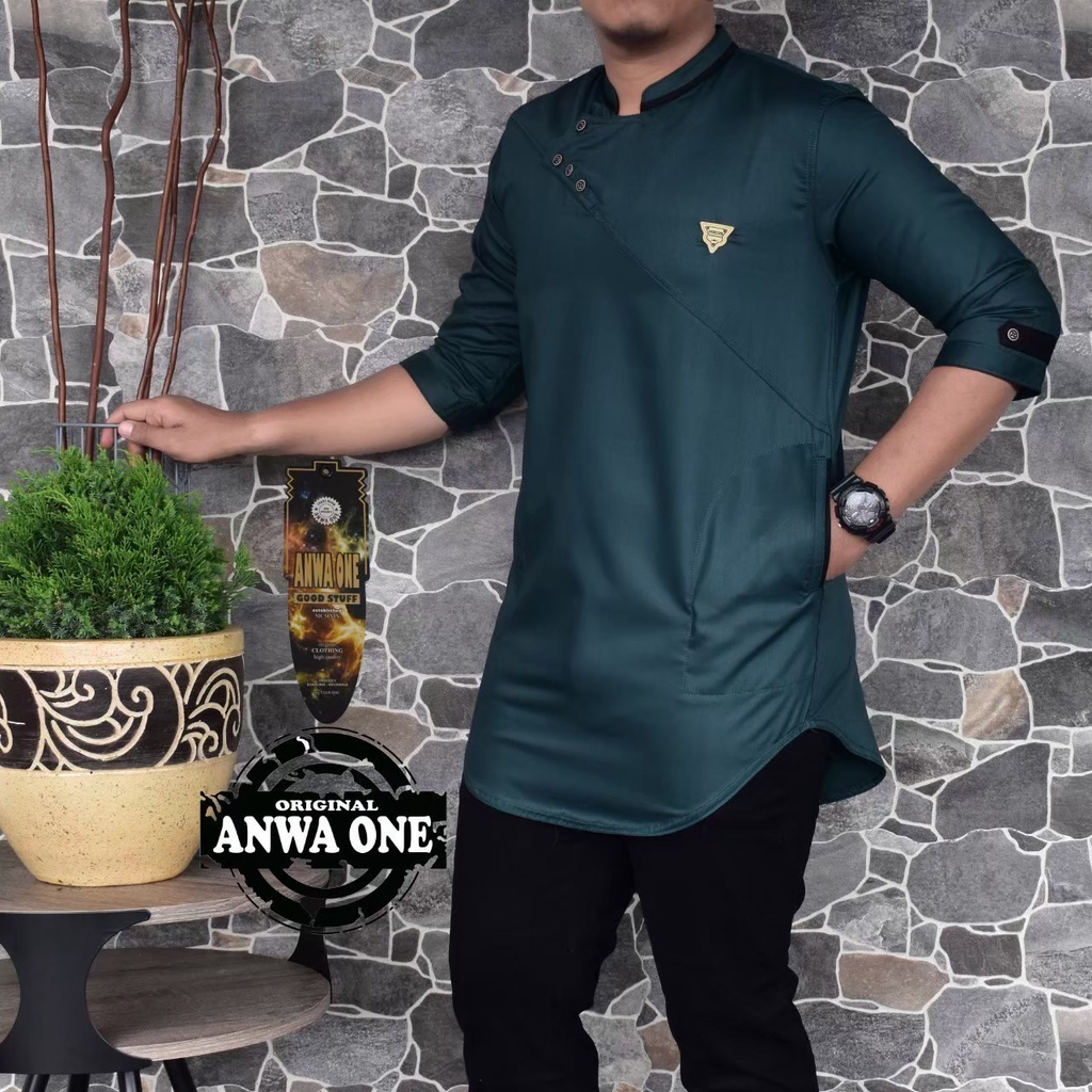 Baju Koko KURTA Pakistan TOYOBO WARNA MARUN Tangan Pendek 3/4 Super Premium Terbaru Qurta Pria Dewasa Irsyad Elzaura