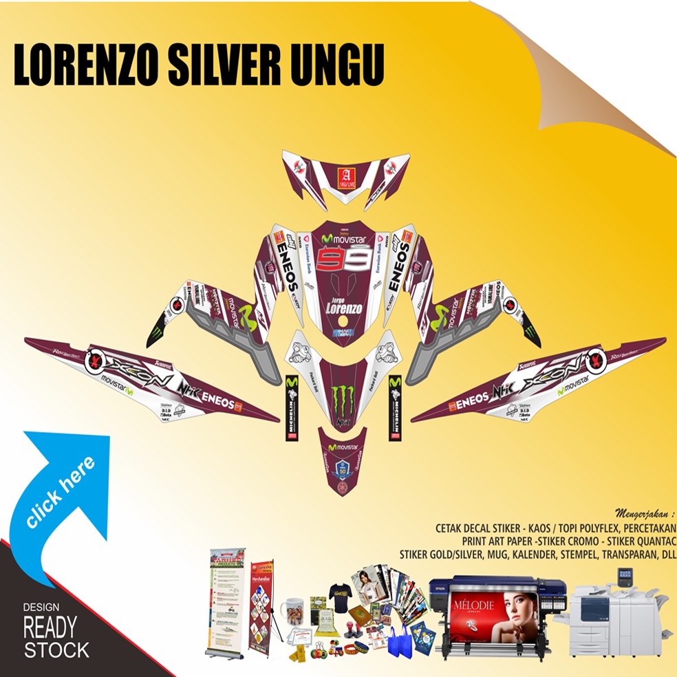 Striping XEON GT LORENZO SILVER UNGU Sticker Decal YAMAHA WIM-XEON