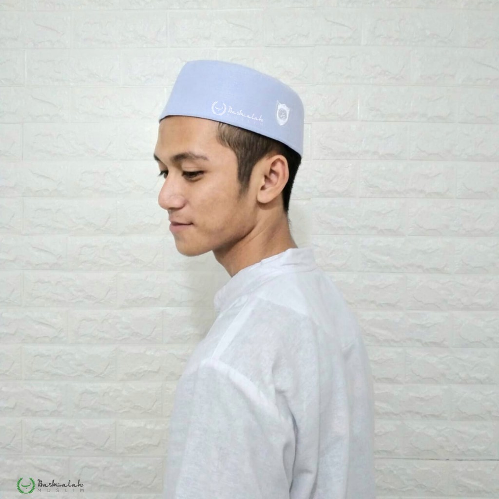 Ecer -  Peci Kopiah Malaysia Asli Import Thailand Logo Putih - Kopiah Import | Basmalah Moslem Store