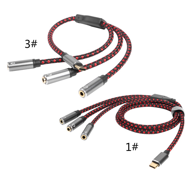 Bt USB C Ke 3.5mm Headphone Splitter, Tipe C Ke Triple Kabel Adaptor Port 3.5mm Untuk Note10 /9/S22/S21/S20