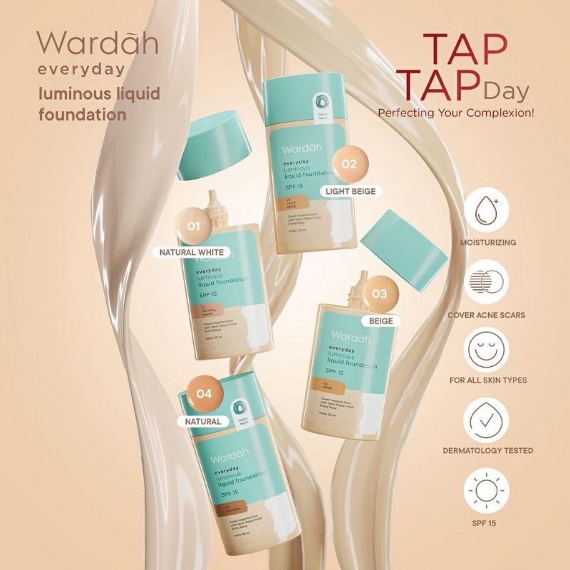 WARDAH Luminous Liquid Foundation SPF 15 ~ ORIGINAL 100%