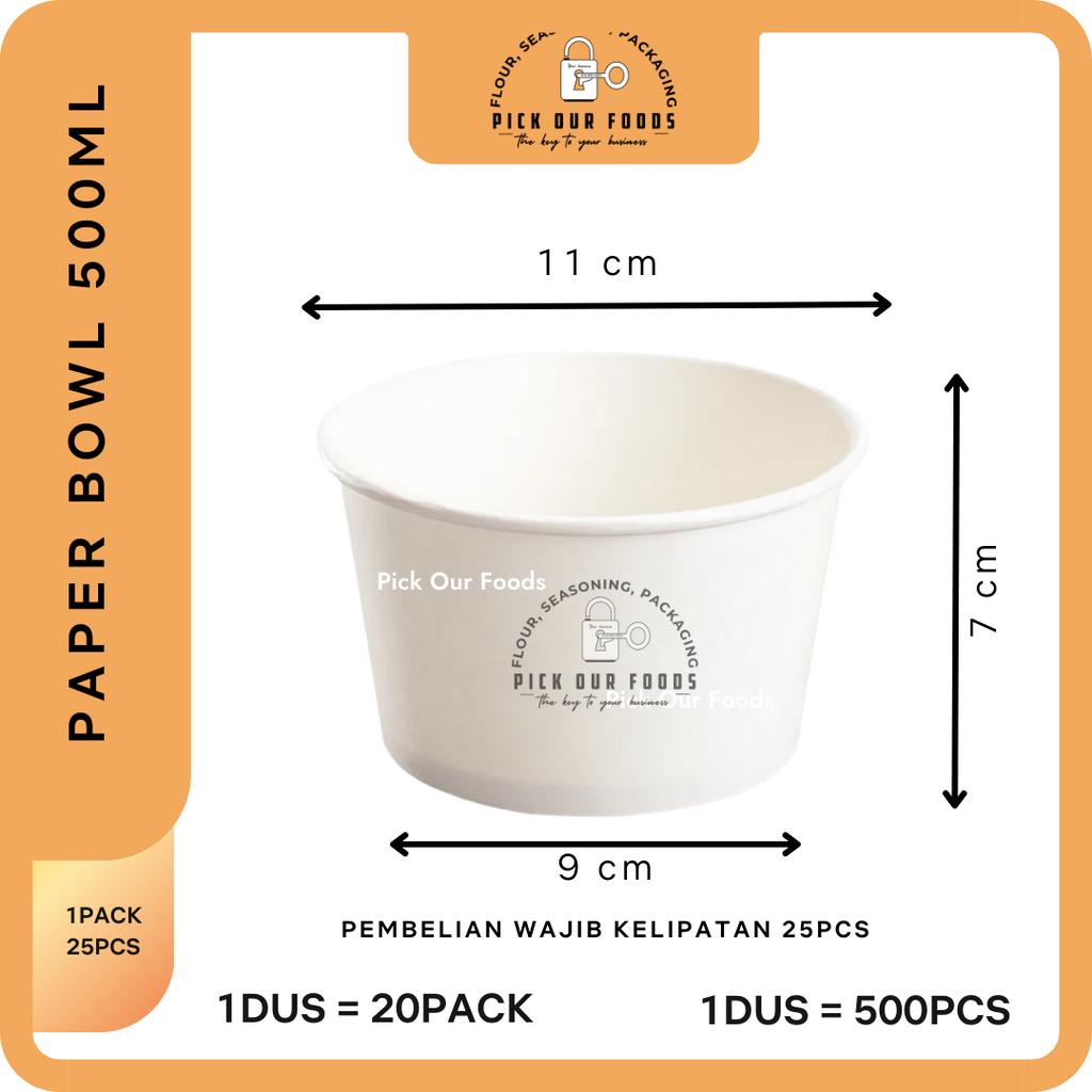 Paper Bowl 360ml / 500 / 650 / 800 / Rice Bowl 800ml / 650 / 500 / 360 / Mangkok Kertas TANPA TUTUP ISI 25 PCS