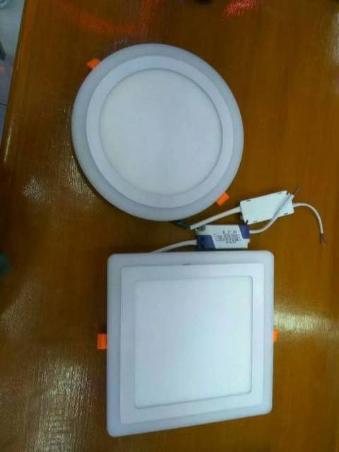 Lampu downlight led panel 2 warna 2 nyala bulat 16 watt IB plafon