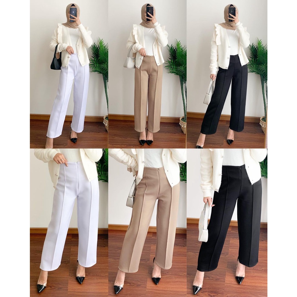 PROMO- Leon Kulot BAHAN SCUBA PREMIUM / Kulot Wanita JUMBO / Kulot Hightwaist Premium-7