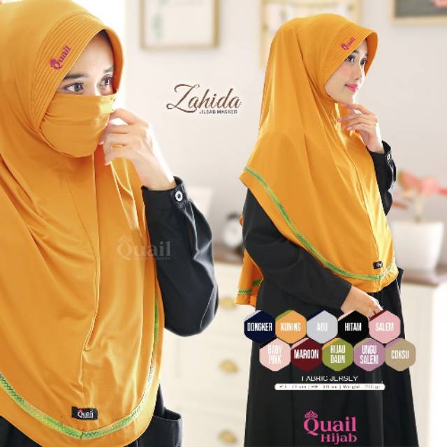 ZAHIDA QUAIL HIJAB | ORIGINAL QUAIL HIJAB | Jilbab Kuning | Jilbab Masker | Jilbab Daily