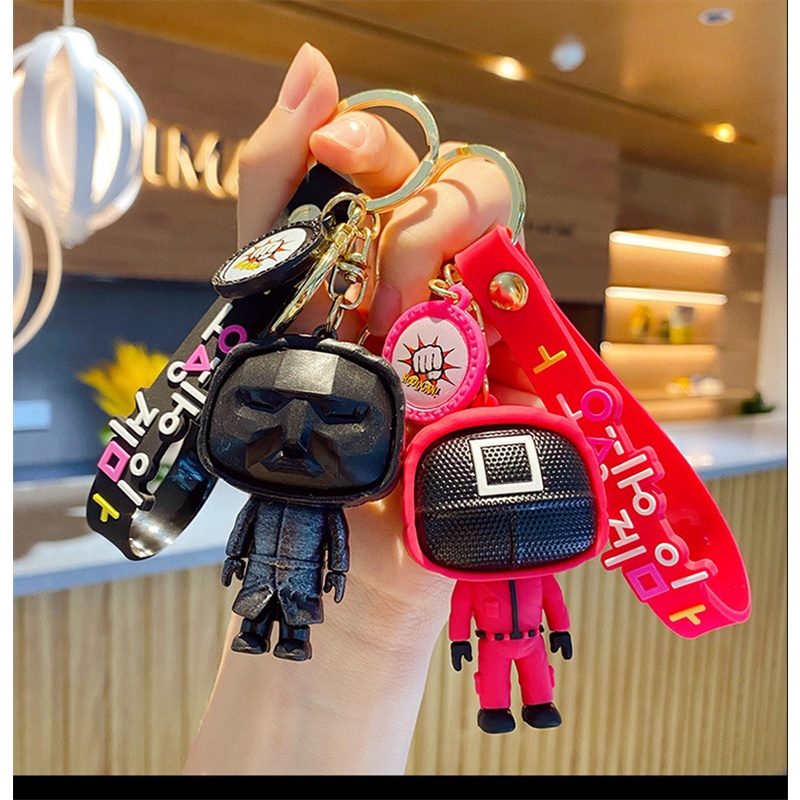 2021New Squid Game Keyring Figure Soldier Key Chain Mini Doll Keys Car Backpack Pendant