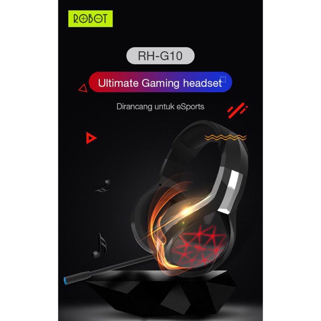 Hf Earphone Headset Gaming ROBOT RH-G10 LED Colour Original Wook