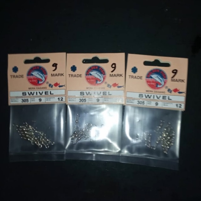 Barrel Swivel Nickel Kili Kili Pancing 305 Size 9 Golden Fish
