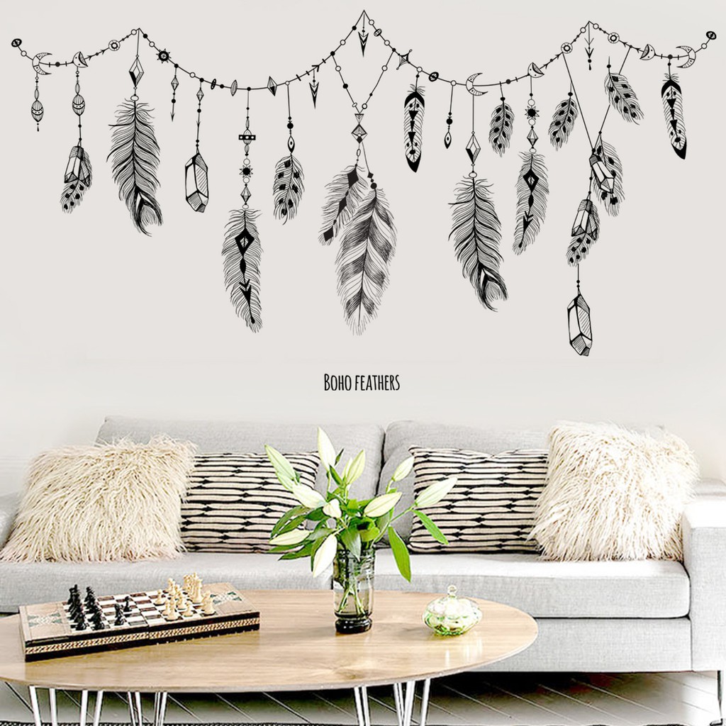 RELIZA WALL STICKER DREAM CATCHER DREAMCATCHER BULU AYAM STIKER DINDING JM7339