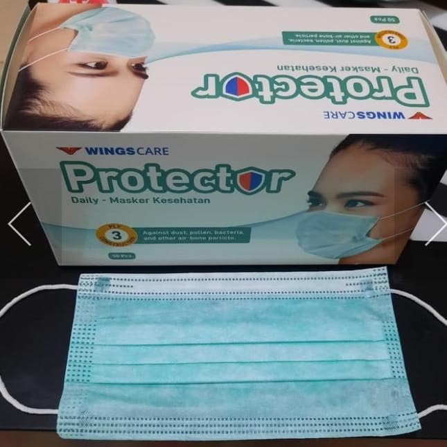 Masker Wings Protector 3Ply Earloop 1 Box Isi 50pcs