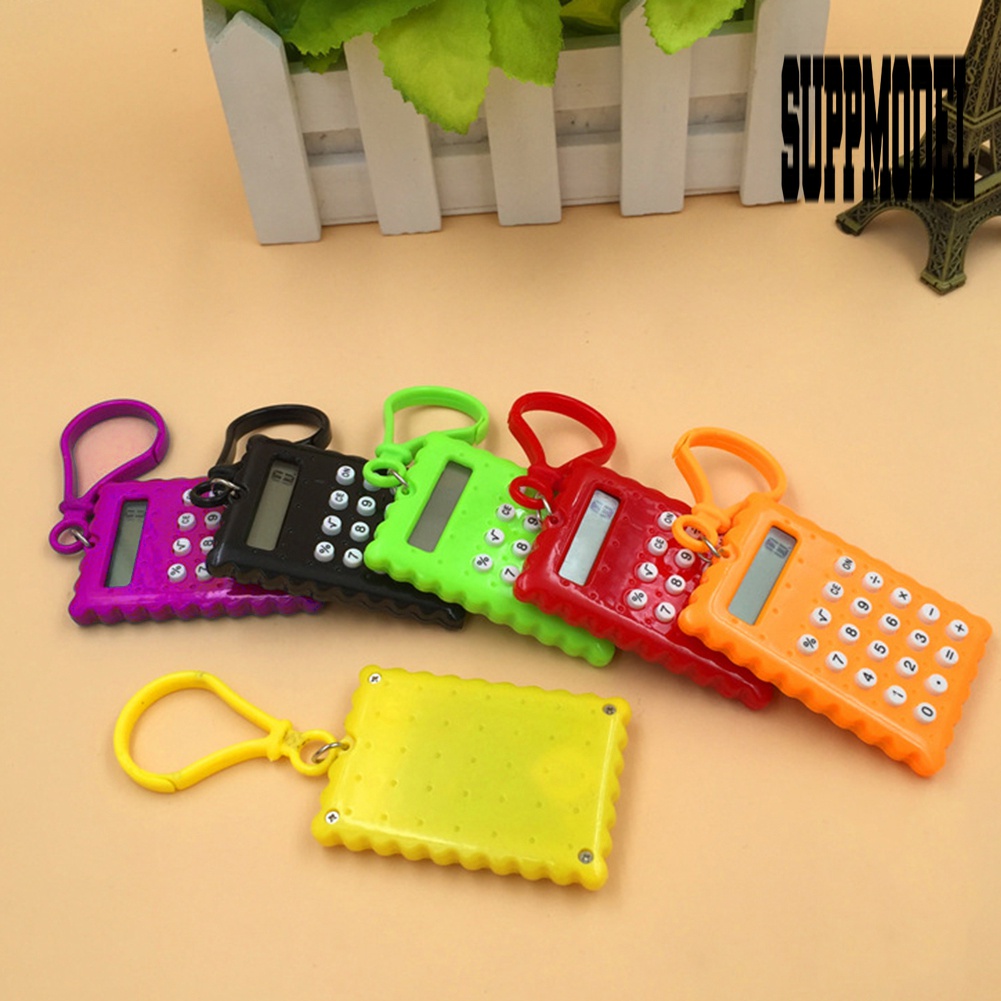 Suppmodel Kalkulator Saku Mini Elektronik Bentuk Biskuit Dengan Gantungan Kunci Untuk Sekolah / Kantor