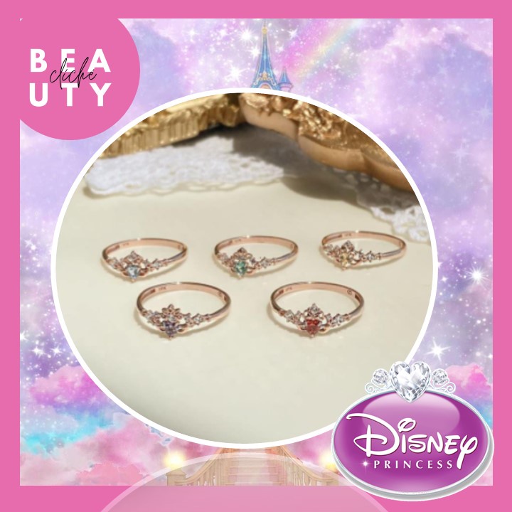 cincin disney princess adjustable ring metal open crown style jepang korea