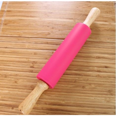 Rolling pin silicone with solid wood handle roller cake baking kue gilingan