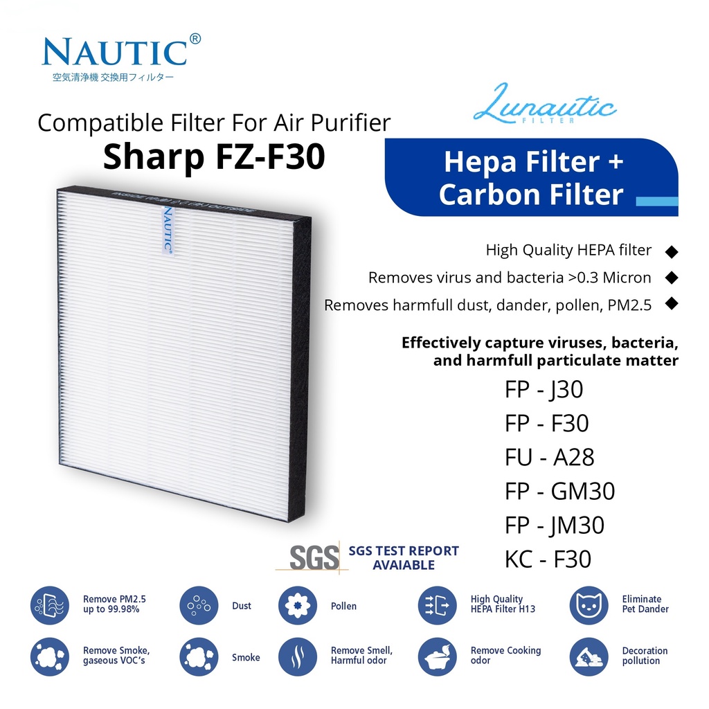 pengganti hepa filter untuk air purifier sharp fp f30   fp f30y   fu a28   fp j30y   fz y28fe   fp g