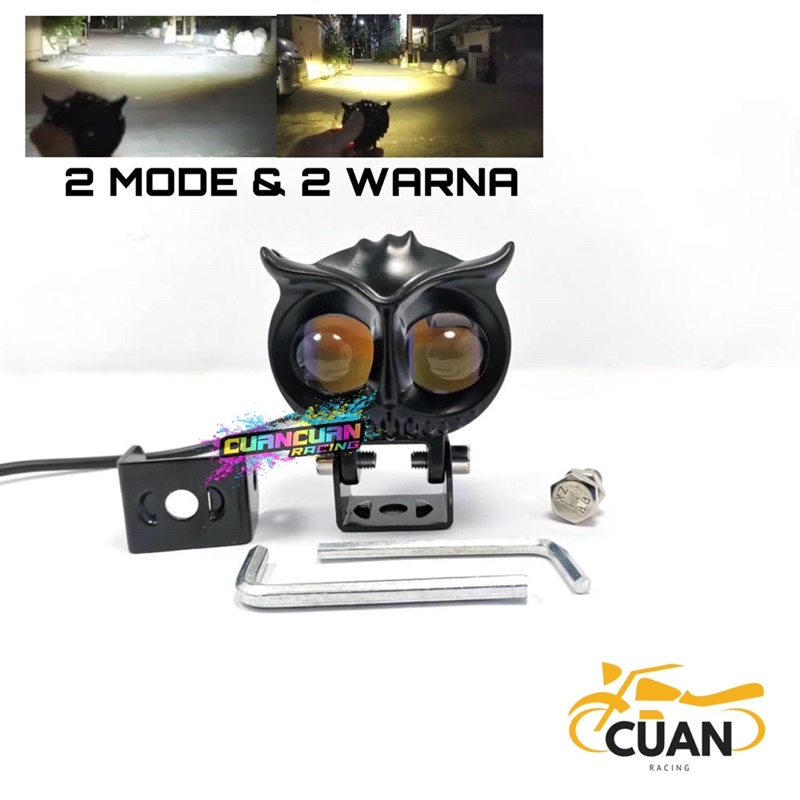 Dijamin Terang Lampu tembak Laser LED D2 OWL laser 2 mode jauh dekat Putih
