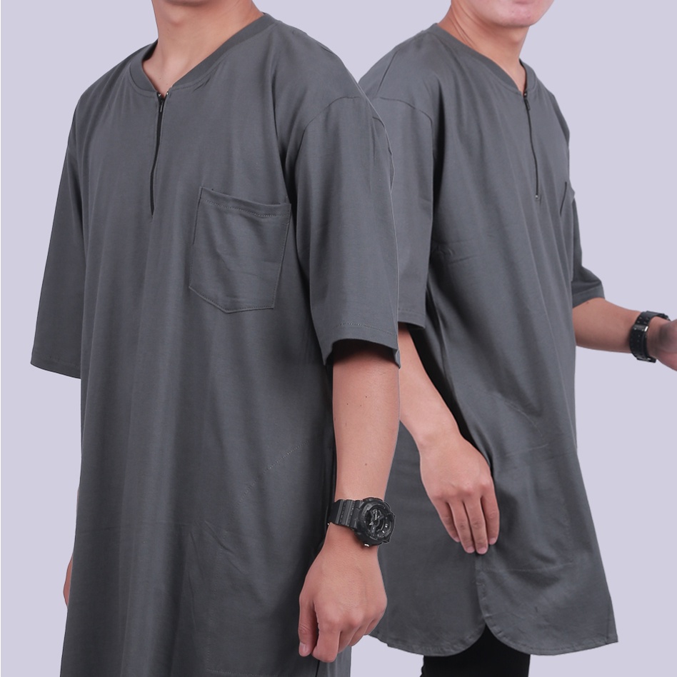 HNFID - Kaos Gamis Zipper / baju kurta pakistan / baju kurta pria / baju kurta dewasa / baju kurta