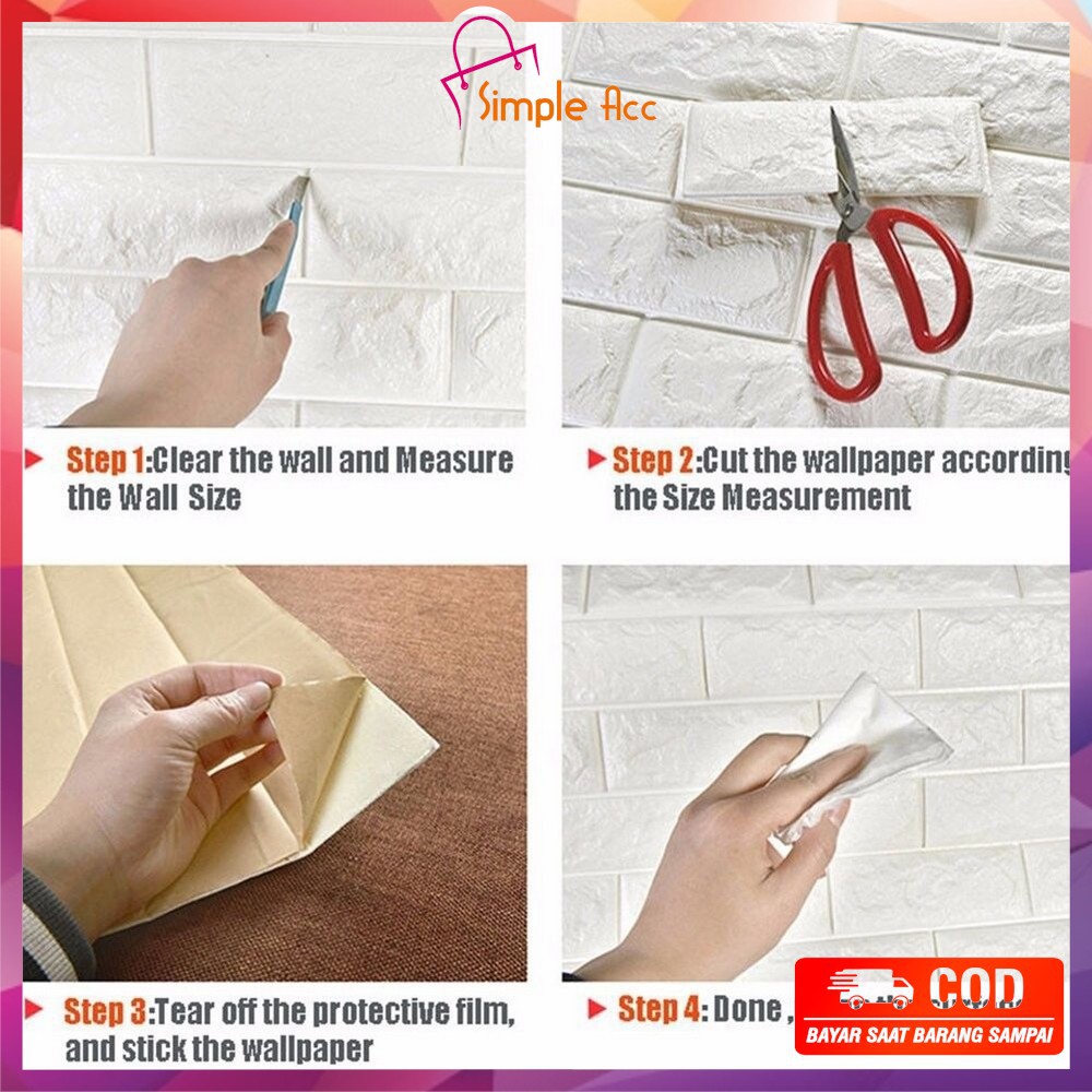 ~COD~ DO-C206 Wallpaper Dinding Foam 3D Kecil Motif Batu Bata/Walpaper Stiker Dinding Dekorasi Kamar-8